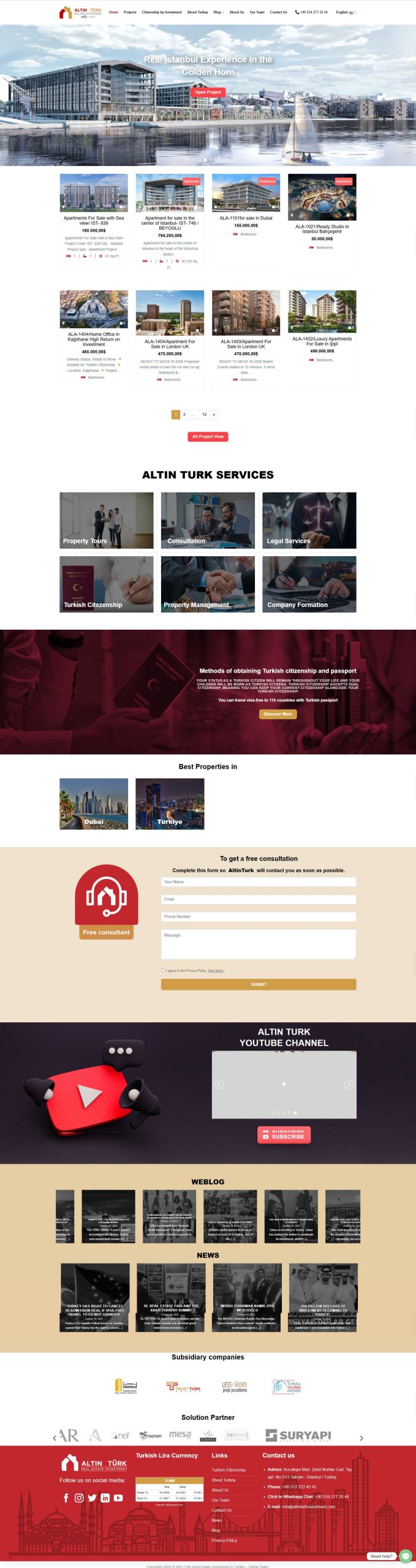 Altın-Türk Investment, Web Tasarım